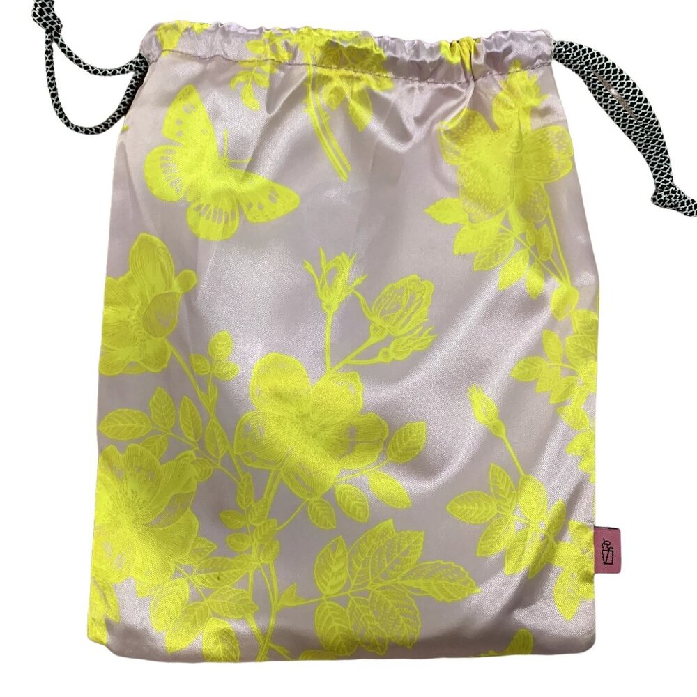 Ipsy Glam Bag Refreshments Satin Flowers Butterflies Empty Drawstring Glambag